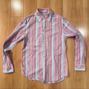 EXPRESS pink stripe long sleeve button down shirt